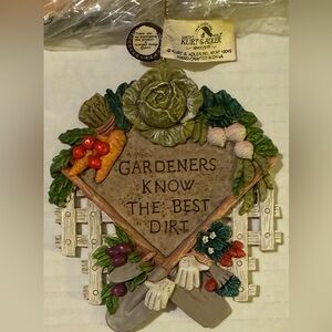 Kurt Adler Vintage Ornament “Gardeners Know the Best Dirt” Set w Frame NWT